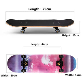 Skateboard 79cm/31" para Iniciantes, Adultos e Crianças - Completo em Maple