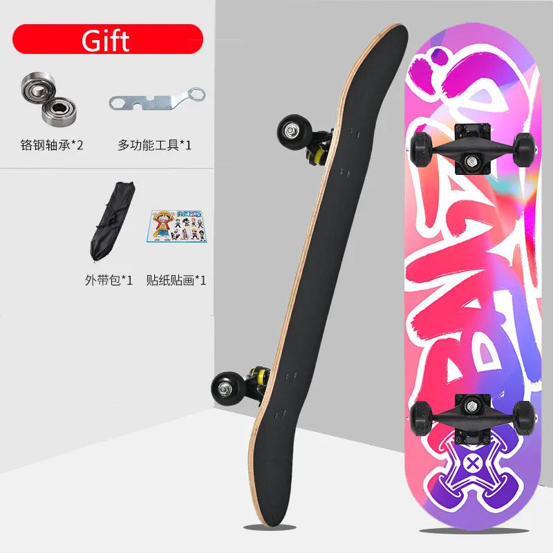 Skateboard 79cm/31" para Iniciantes, Adultos e Crianças - Completo em Maple