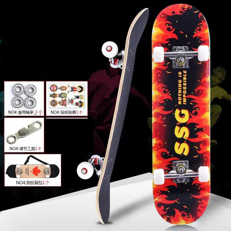 Skateboard 79cm/31" para Iniciantes, Adultos e Crianças - Completo em Maple