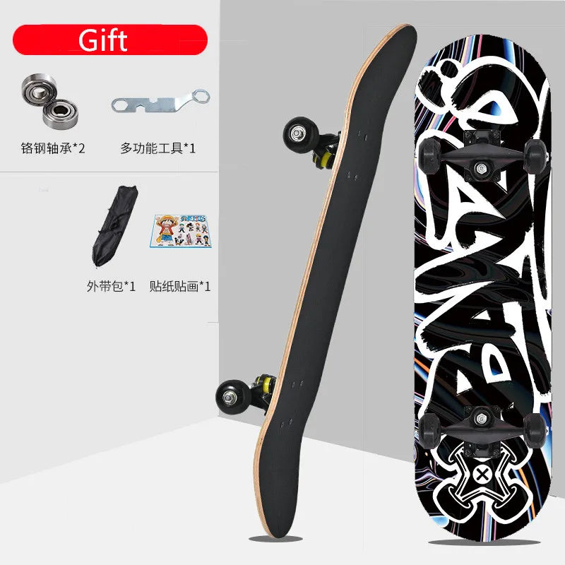 Skateboard 79cm/31" para Iniciantes, Adultos e Crianças - Completo em Maple