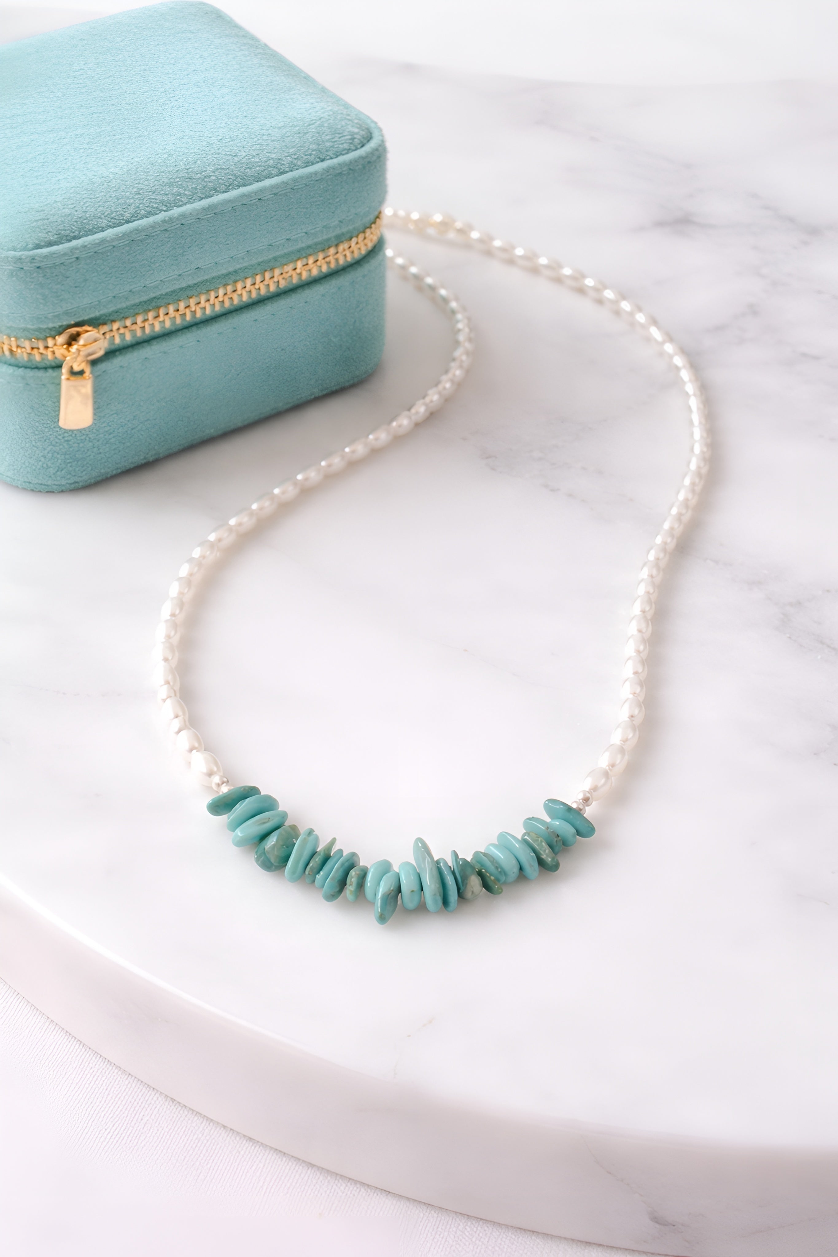 Colar Essence Marine: Pérola & Turquesa