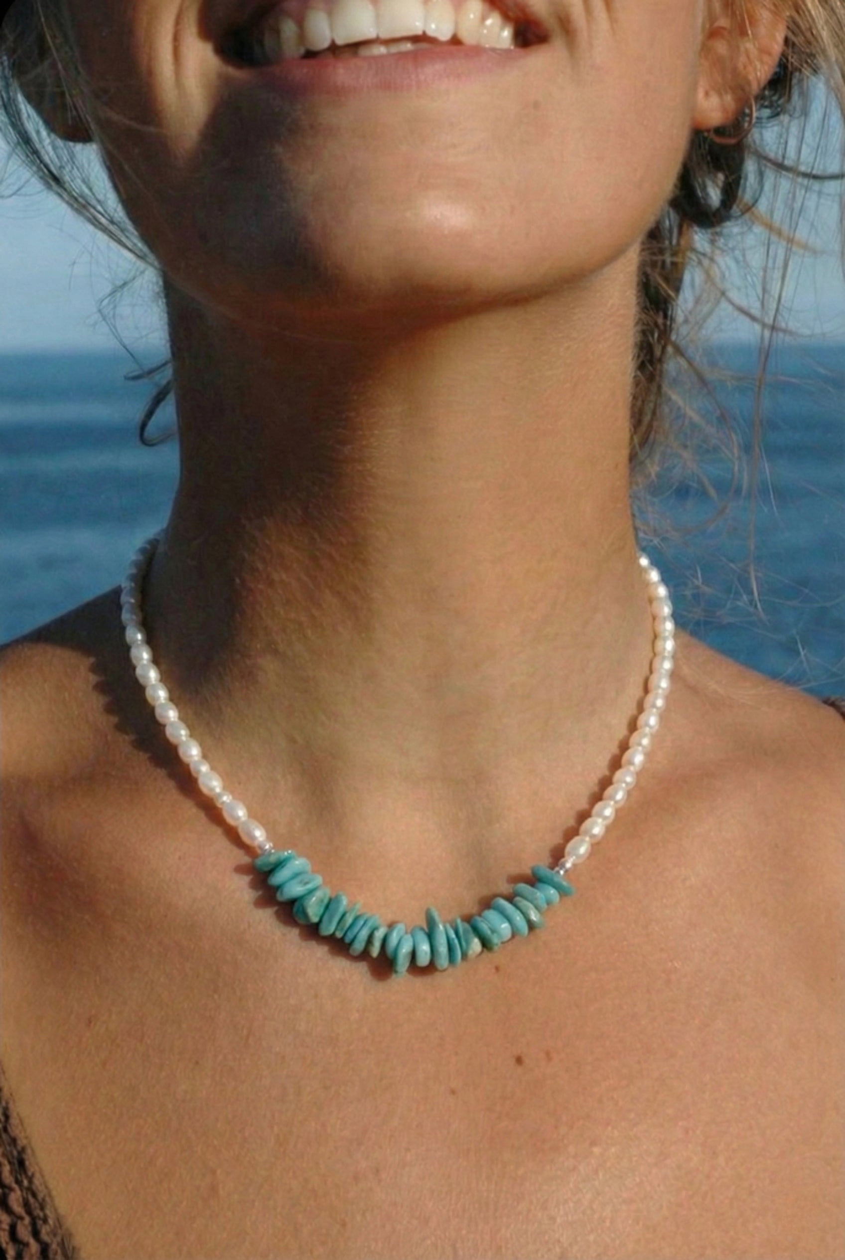 Colar Essence Marine: Pérola & Turquesa