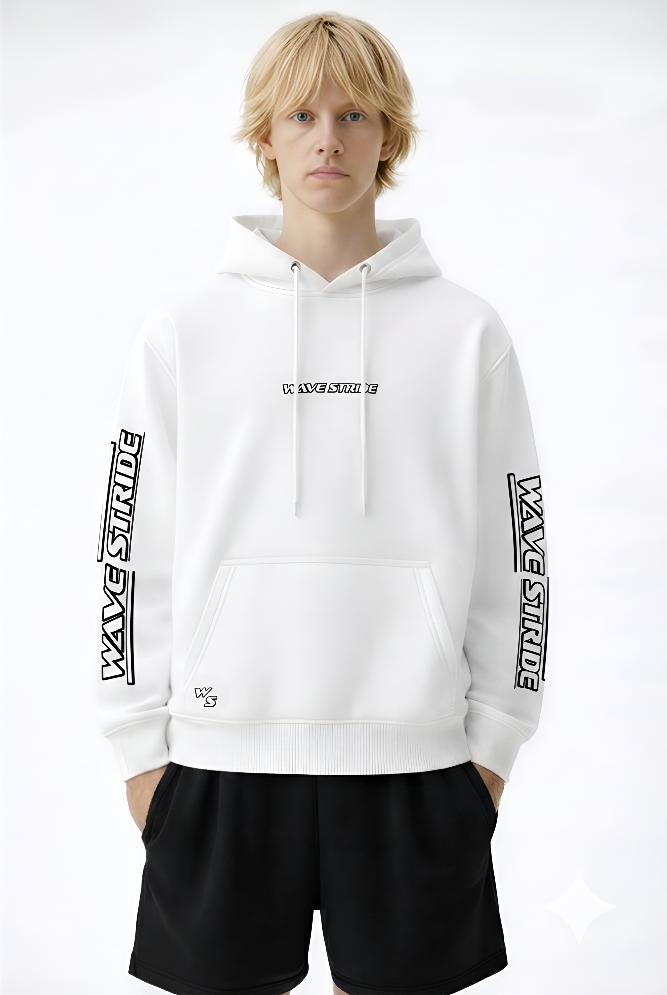 Moletom de Capuz Outline Retro Branco