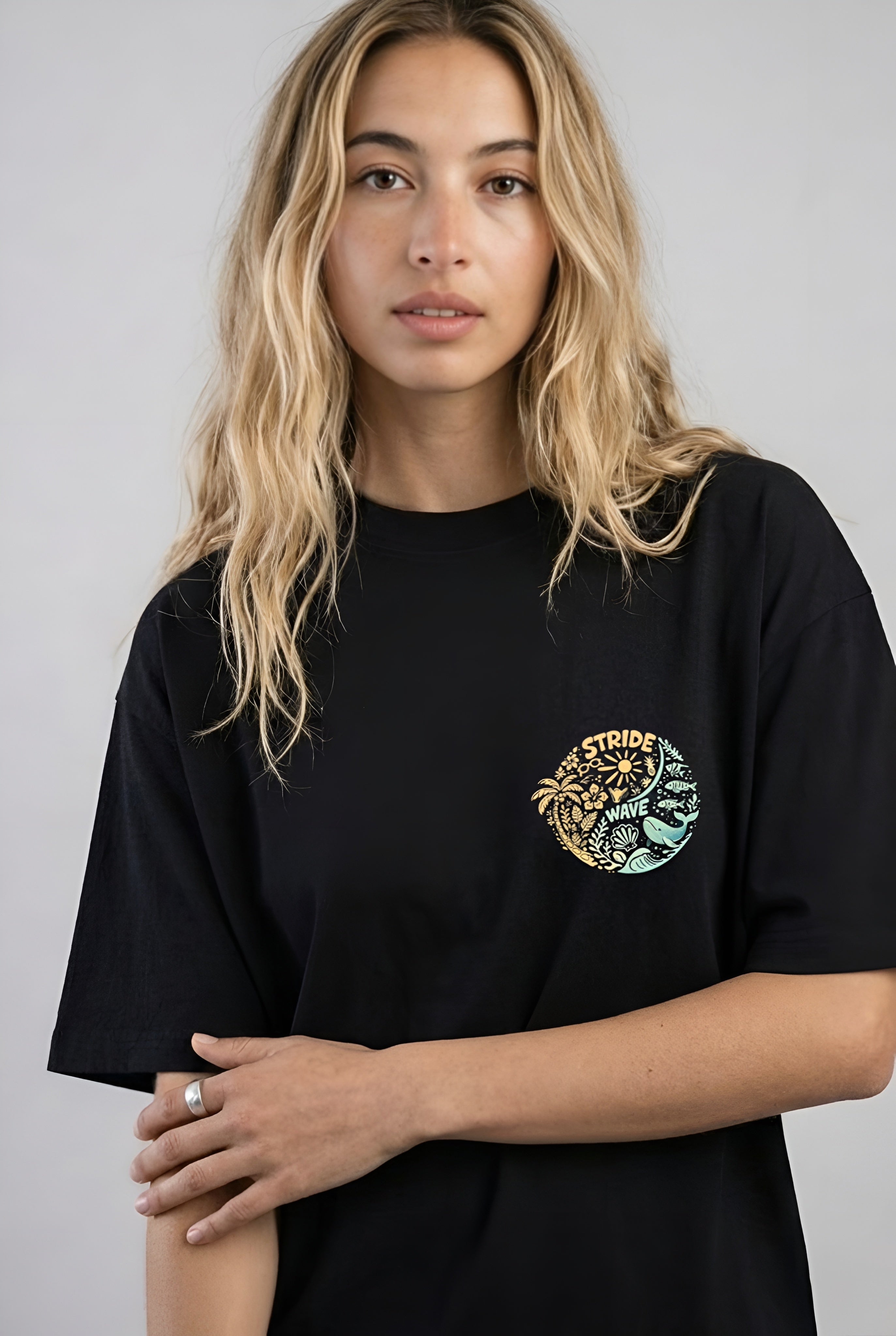 Camiseta Oversized Ciclo Oceânico Preto
