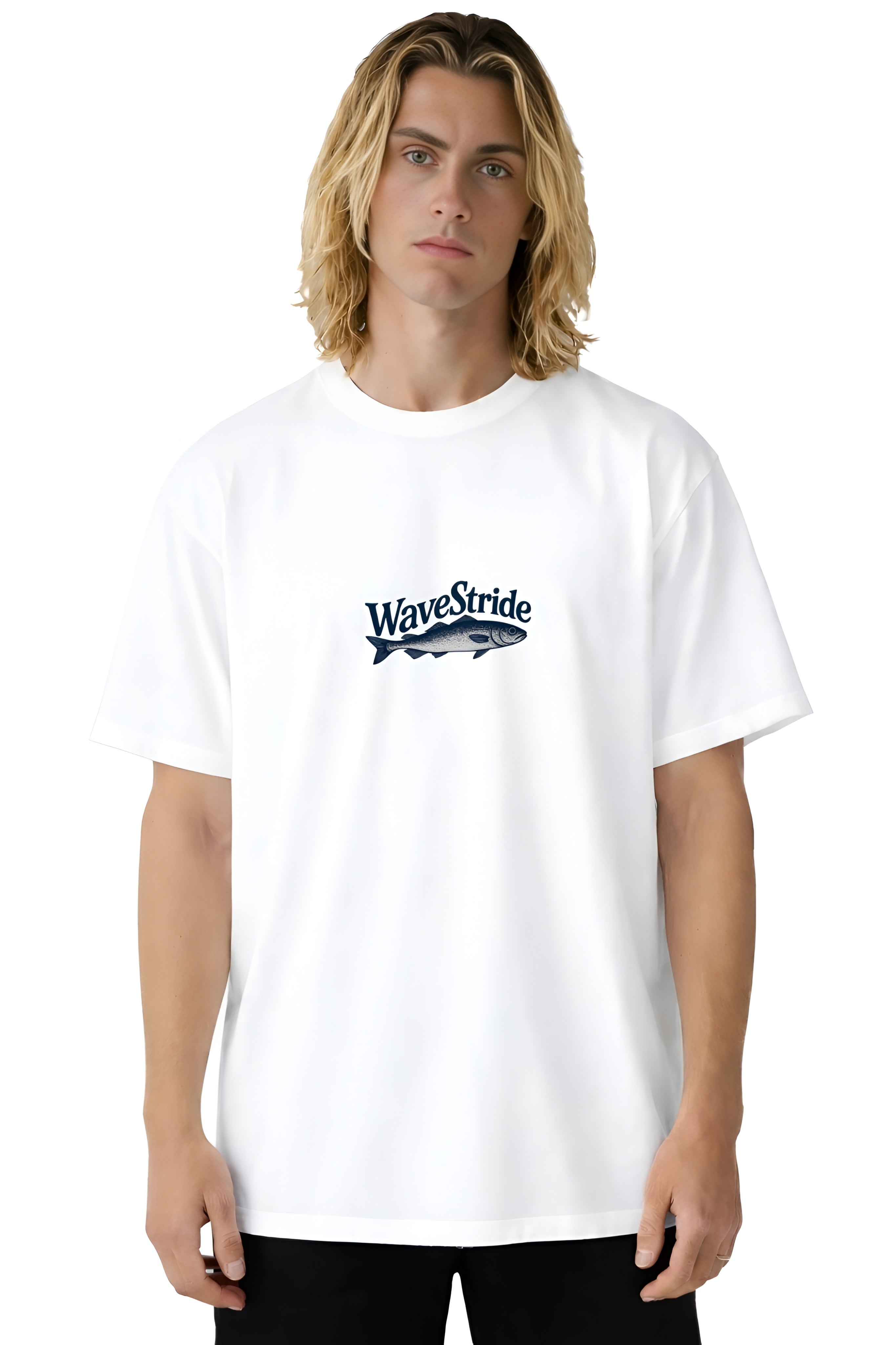 Camiseta Casual Corrente Azul Branco