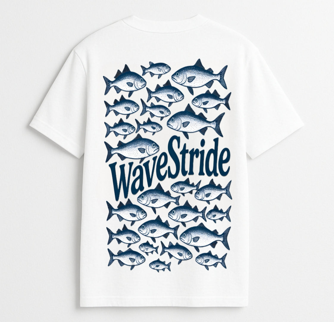 Camiseta Casual Corrente Azul Branco