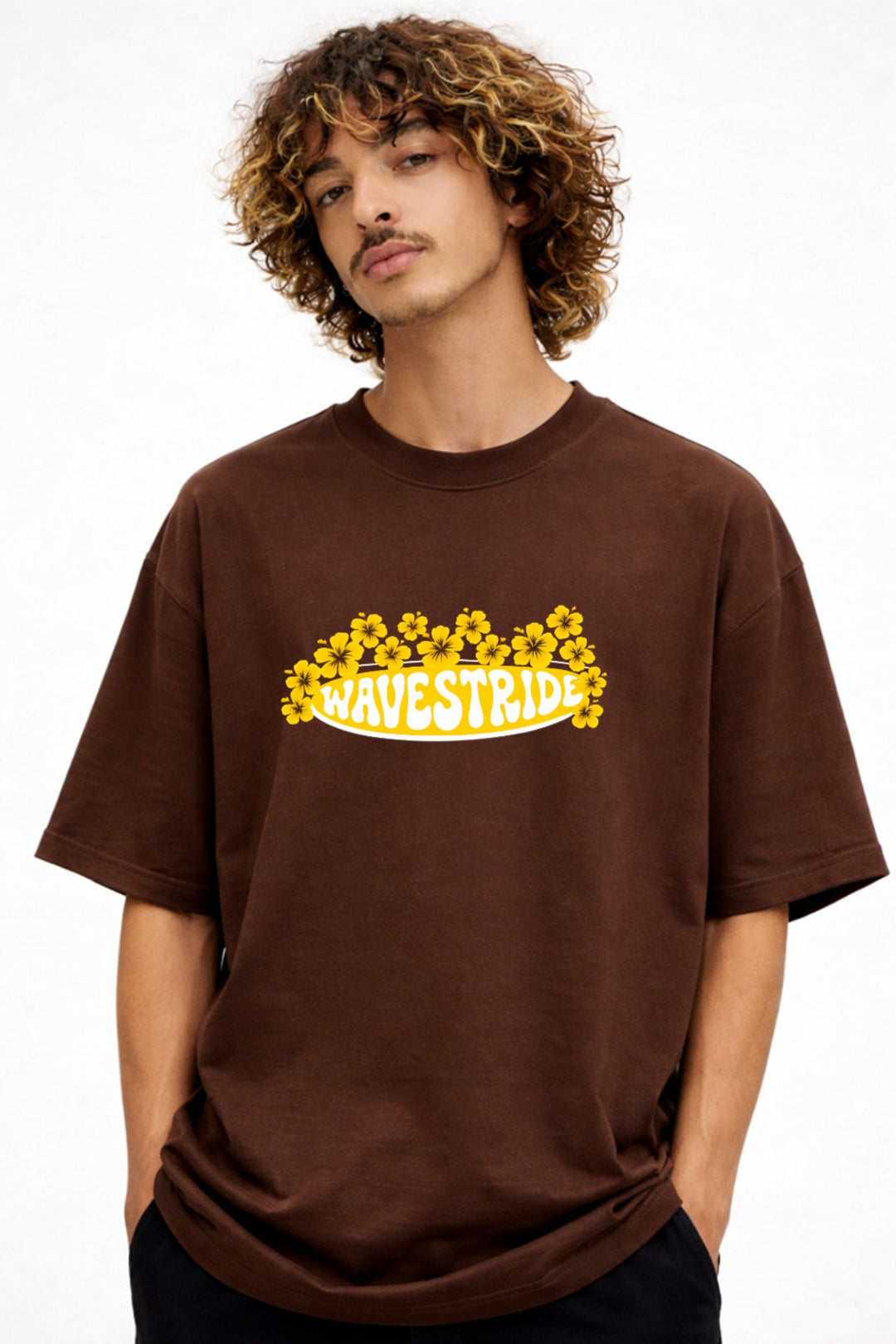 Camiseta Oversized Golden Bloom Cacau