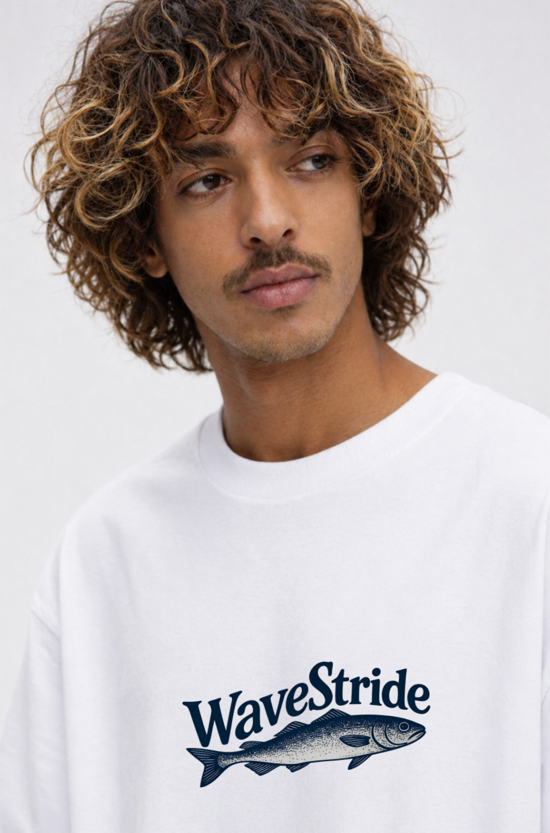 Camiseta Casual Corrente Azul Branco