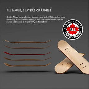 Skateboard Profissional para Dedos - Madeira de Maple de Cinco Camadas - Rodas de Liga de Rolamento