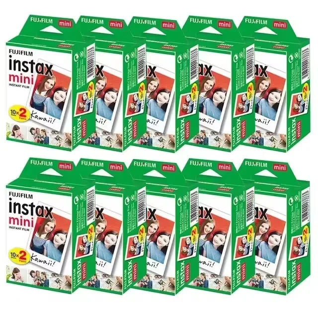 10/20/40/80/200 folhas de filme Fujifilm Instax Mini 11, 12, 9, 7+, 90, 3 polegadas com borda branca para câmera instantânea