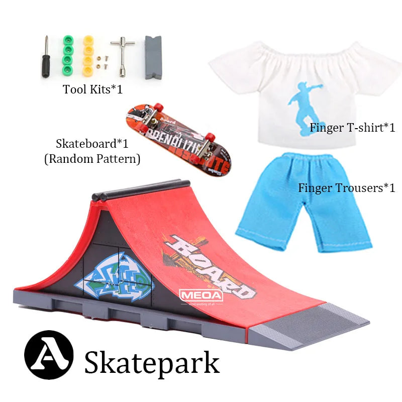 Kit DIY Finger Skatepark 6 em 1 - Plataforma Profissional para Prática de Tech Deck em Rampas de Manobras - MEOA