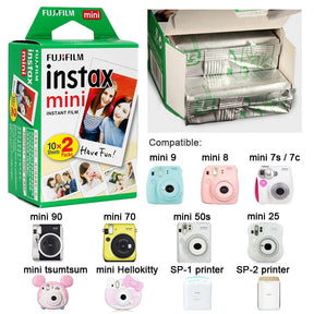 10/20/40/80/200 folhas de filme Fujifilm Instax Mini 11, 12, 9, 7+, 90, 3 polegadas com borda branca para câmera instantânea