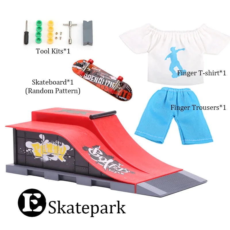 Kit DIY Finger Skatepark 6 em 1 - Plataforma Profissional para Prática de Tech Deck em Rampas de Manobras - MEOA