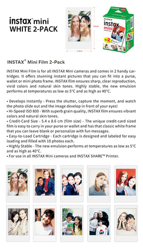 Papel para Filme Fujifilm Instax Mini 10-100 Folhas para Câmeras de Filme Instantâneo