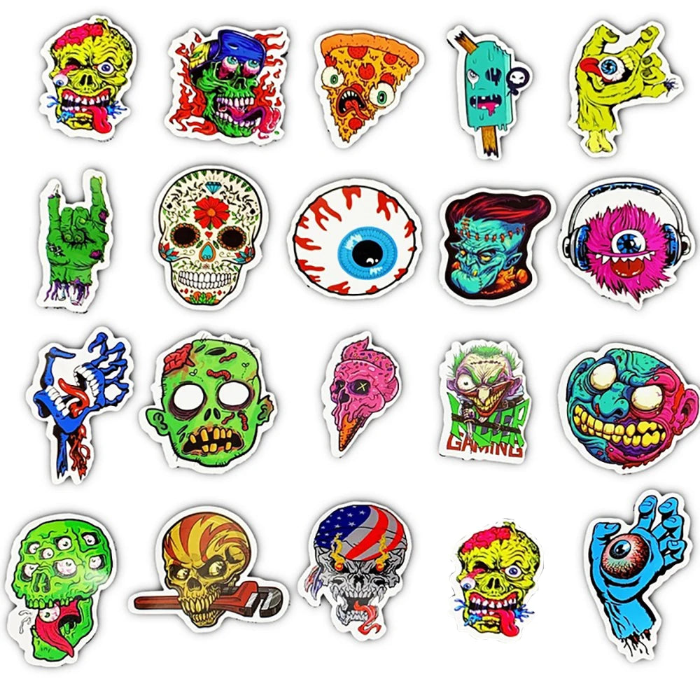 10/30/50PCS Adesivos de Caveira e Zumbi; Adesivos Legais para Laptop, Guitarra, Mala.