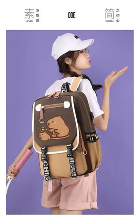 Mochila Estilosa Kawaii Capivara