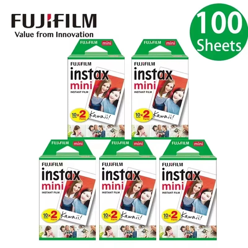 10/20/40/80/200 folhas de filme Fujifilm Instax Mini 11, 12, 9, 7+, 90, 3 polegadas com borda branca para câmera instantânea