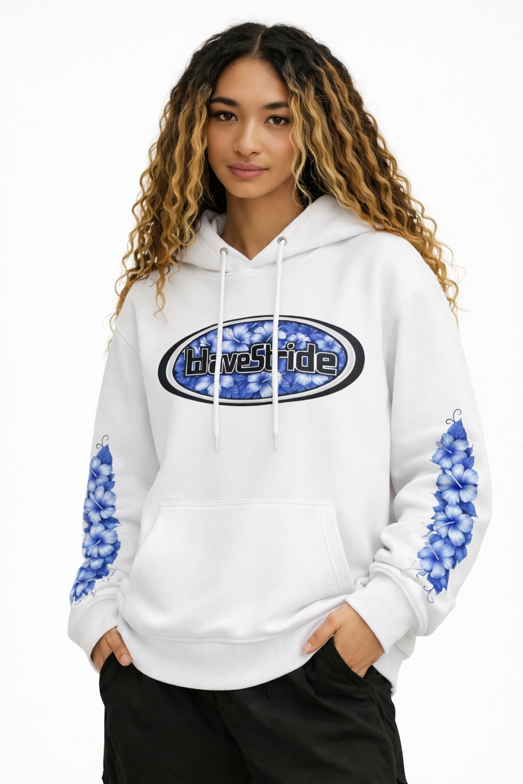 Moletom de Capuz Blue Hibiscus Branco