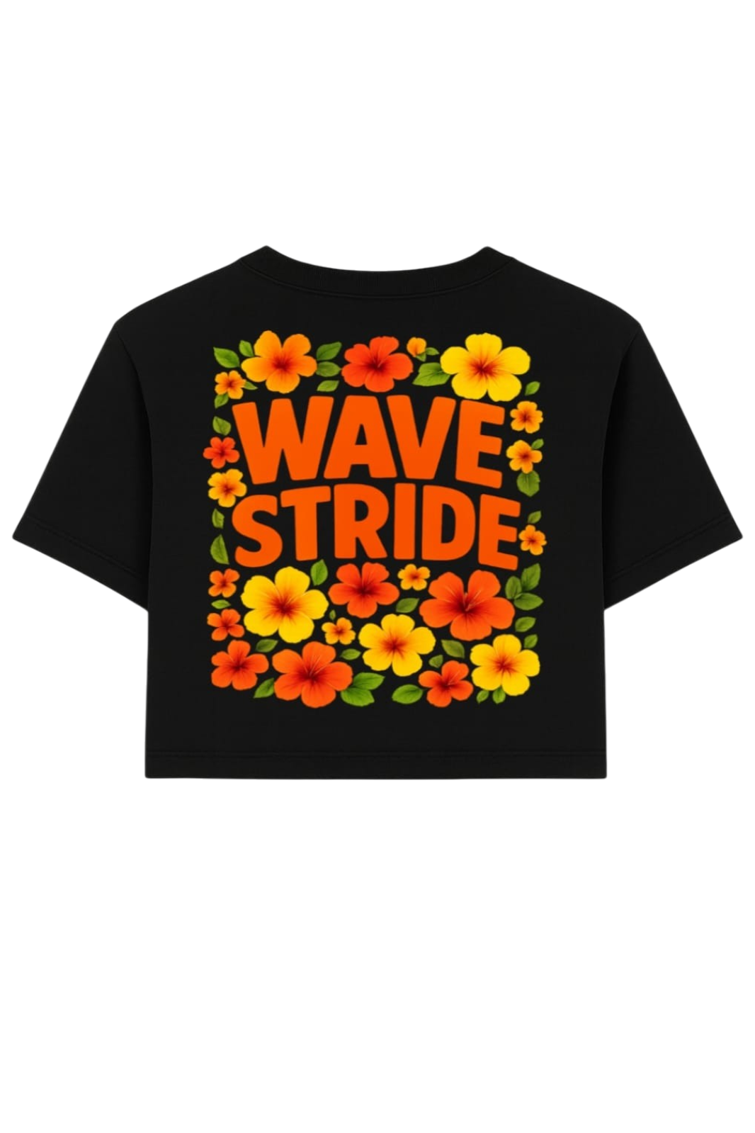 Cropped Wave Flowers WaveStride Preto, Branco e Off-White