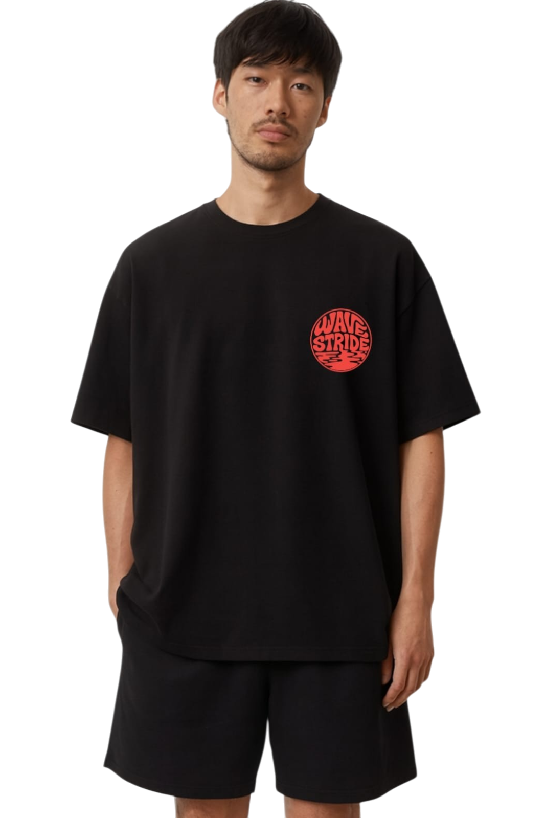 Camiseta Oversized Psycho Waves WaveStride - Preto, Branco e Off-White