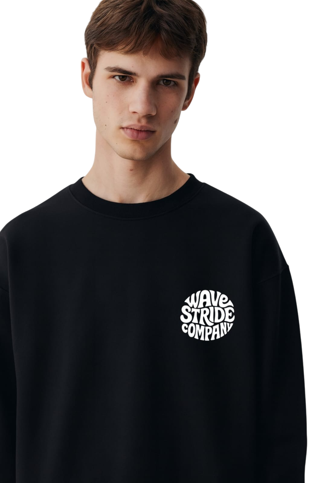 Moletom 2 cabos Gola Redonda Sol e Sal WaveStride Preto e Branco