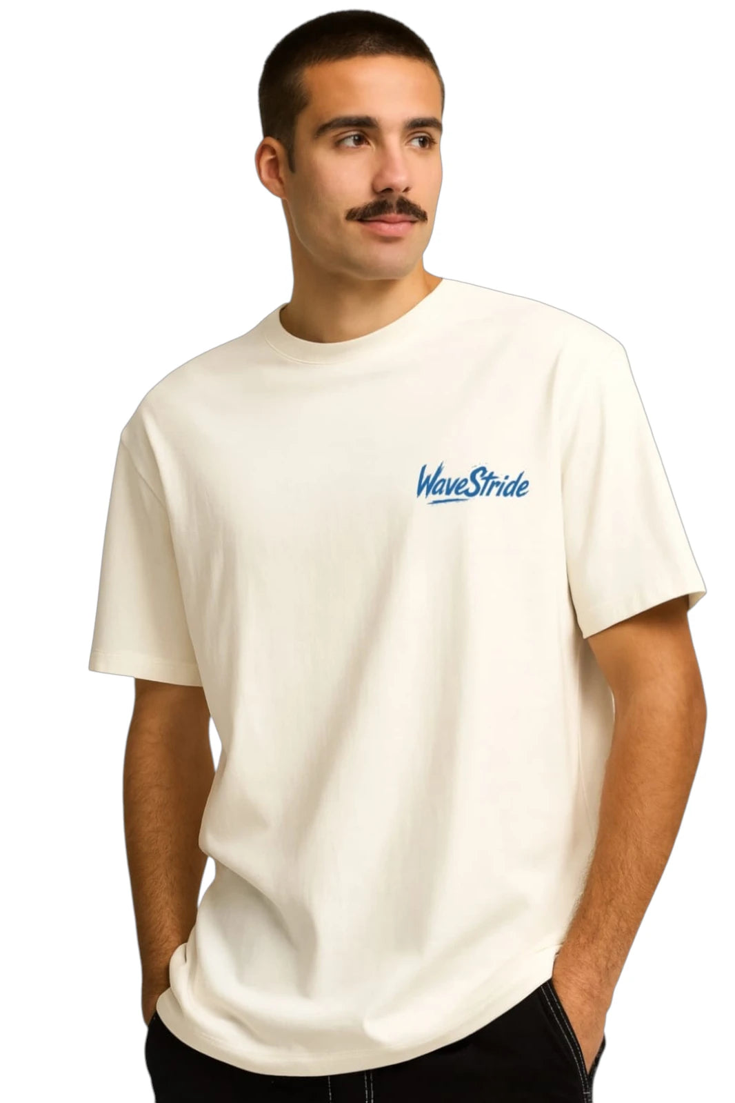 Camiseta Casual Ocean Flight WaveStride - Preto, Branco e Off-White