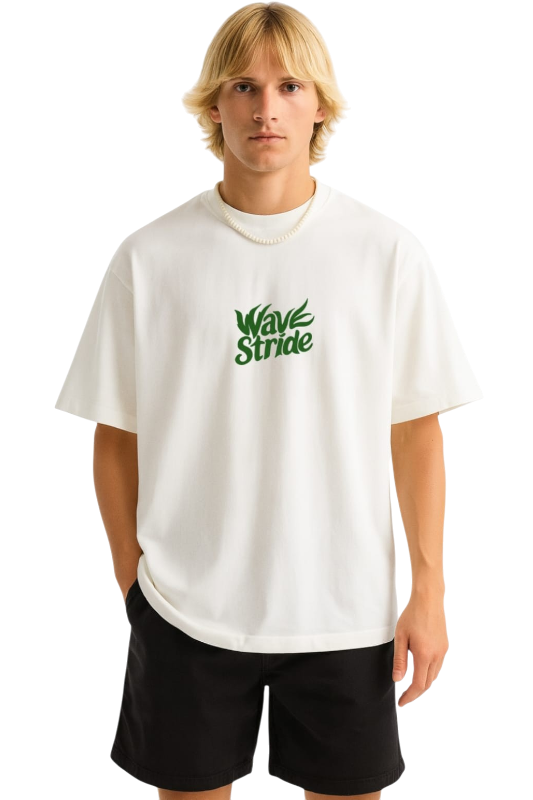 Camiseta Oversized A Onda Bateu WaveStride - Preto, Branco e Off-White
