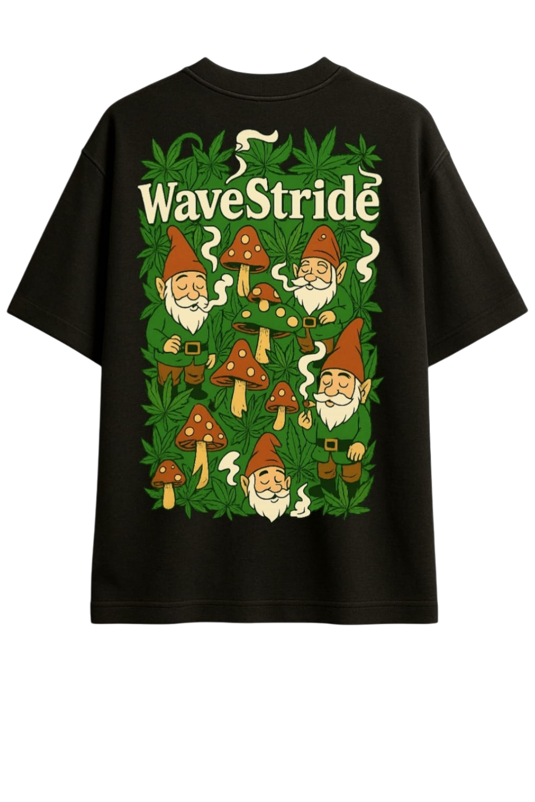 Camiseta Oversized Green Spirits WaveStride - Preto, Branco e Off-White