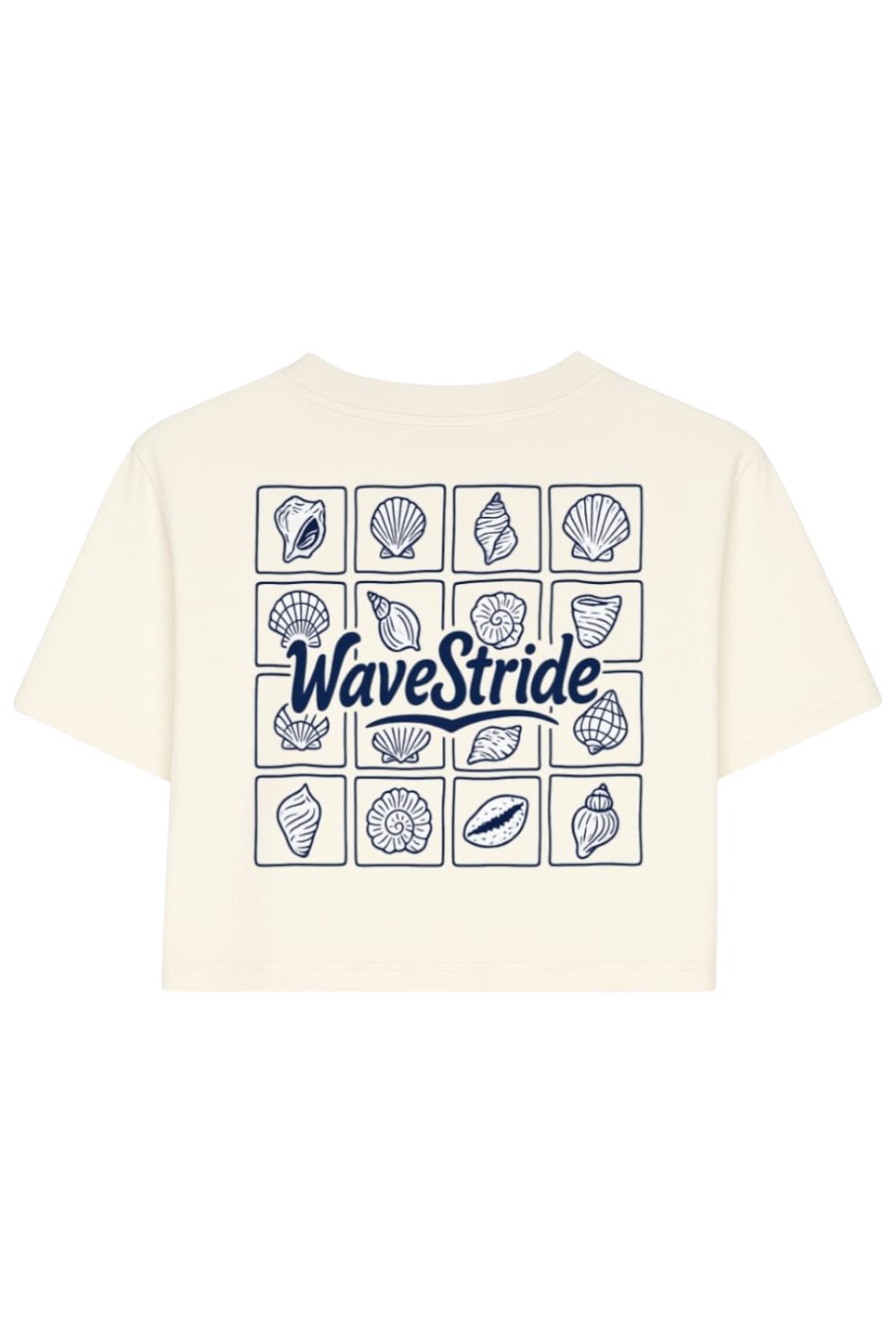 Cropped Shell Grid WaveStride Preto, Branco e Off-White