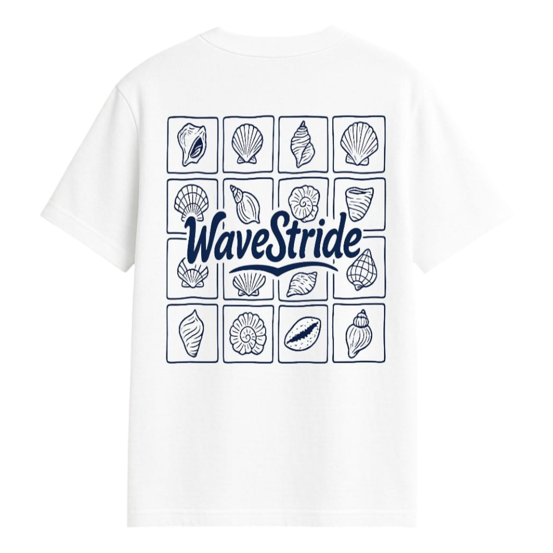 Camiseta Casual Shell Grid WaveStride - Preto, Branco e Off-White