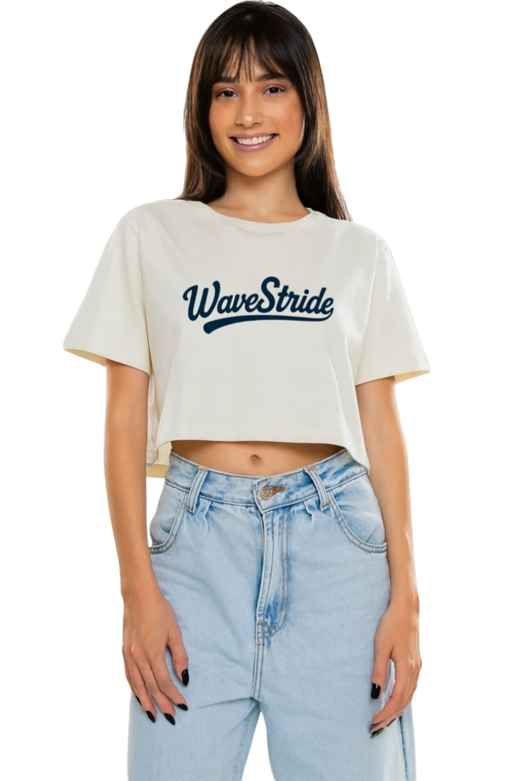 Cropped Shell Grid WaveStride Preto, Branco e Off-White