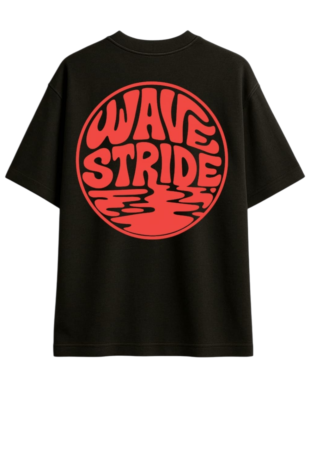 Camiseta Oversized Psycho Waves WaveStride - Preto, Branco e Off-White