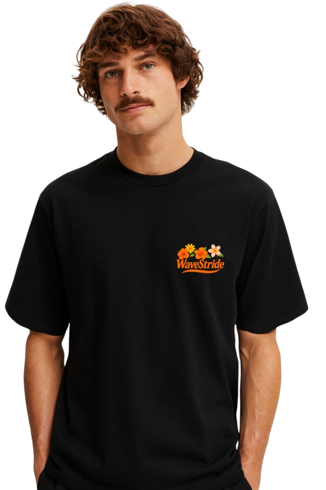 Camiseta Casual Wave Flowers WaveStride - Preto, Branco e Off-White